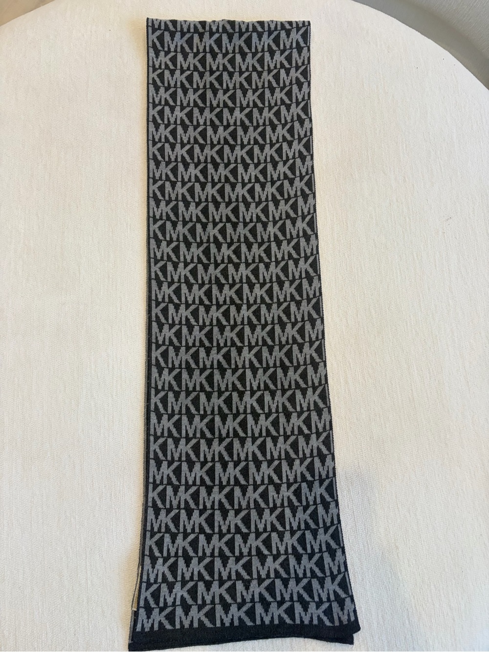 MICHAEL Michael Kors Black and Gray MK Logo Knit Scarf
